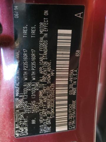 Photo 14 from auction – 2014 TOYOTA SIENNA LE with VIN 5TDKK3DC2ES502439