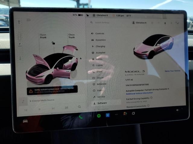 Photo 9 from auction – 2025 TESLA MODEL 3 with VIN 5YJ3E1EAXSF057395