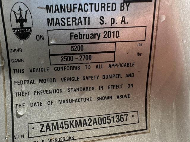 Photo 10 from auction – 2010 MASERATI GRANTURISM with VIN ZAM45KMA2A0051367