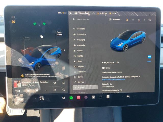 Photo 9 from auction – 2022 TESLA MODEL 3 with VIN 5YJ3E1EAXNF358057
