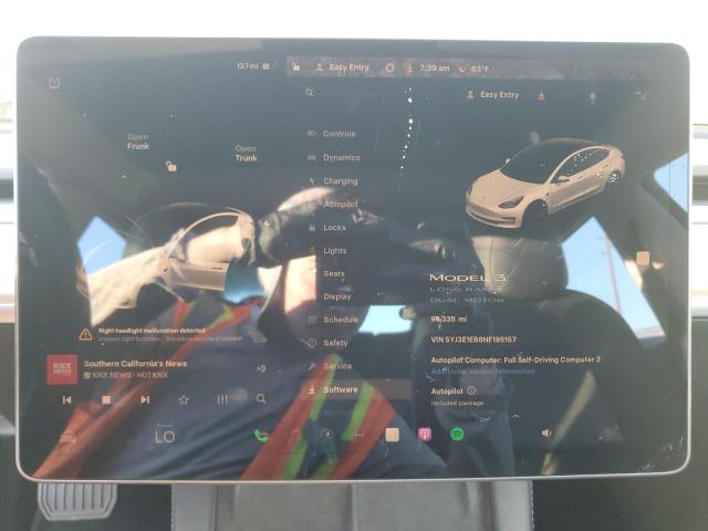 Photo 9 from auction – 2022 TESLA MODEL 3 with VIN 5YJ3E1EB8NF195157