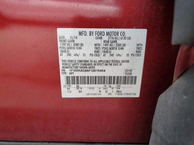 Photo 14 from auction – 2015 FORD EXPLORER X with VIN 1FM5K8D86FGB15454