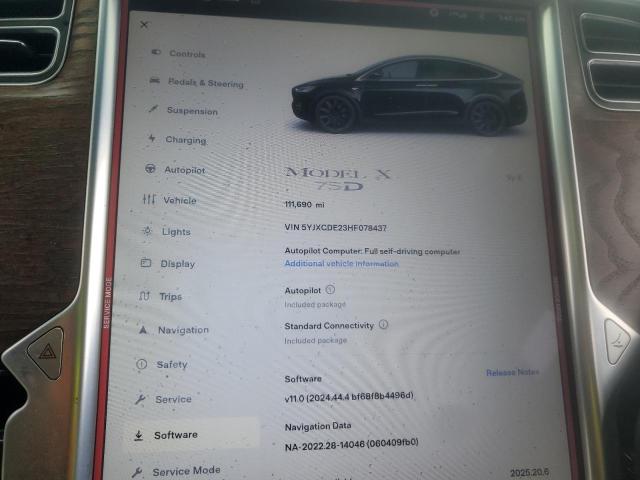 Photo 9 from auction – 2017 TESLA MODEL X with VIN 5YJXCDE23HF078437