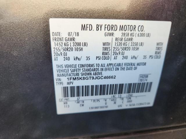 Photo 14 from auction – 2018 FORD EXPLORER with VIN 1FM5K8GT9JGC46662