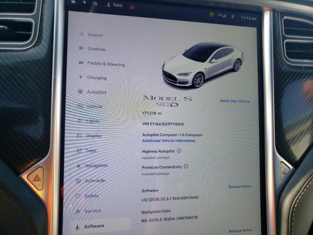 Photo 9 from auction – 2015 TESLA MODEL S with VIN 5YJSA1E21FF118915