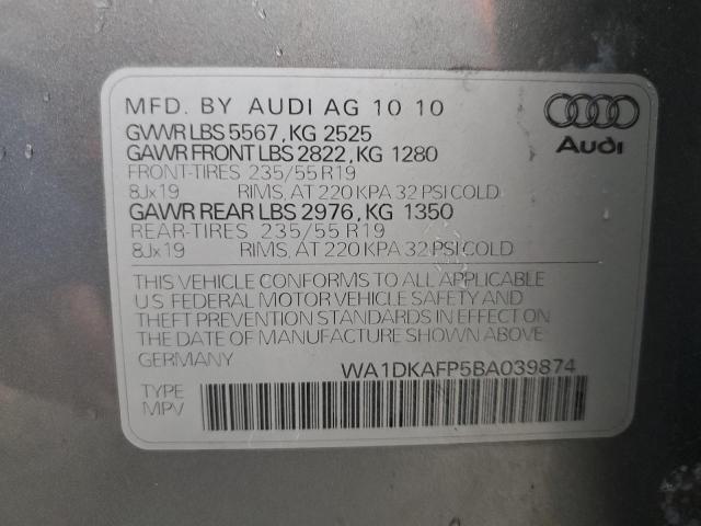 Photo 14 from auction – 2011 AUDI Q5 PREMIUM with VIN WA1DKAFP5BA039874