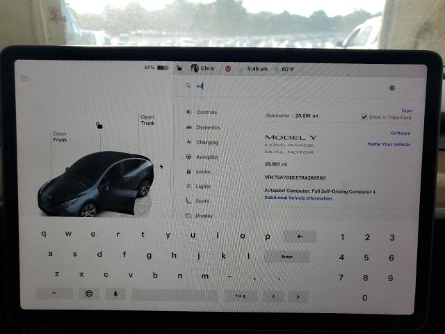 Photo 9 from auction – 2024 TESLA MODEL Y with VIN 7SAYGDEE7RA269590