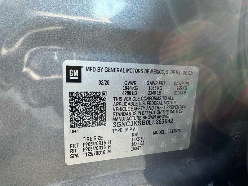 Photo 10 from auction – 2020 CHEVROLET TRAX LS with VIN 3GNCJKSB0LL263642