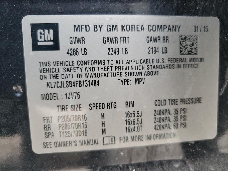 Photo 14 from auction – 2015 CHEVROLET TRAX with VIN KL7CJLSB4FB131484