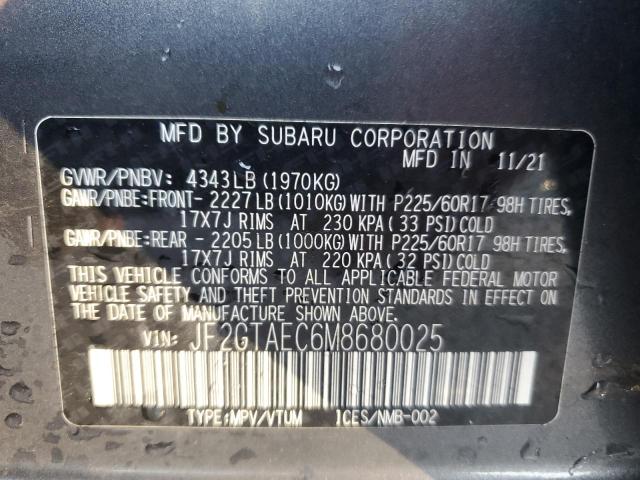 Photo 14 from auction – 2021 SUBARU CROSSTREK with VIN JF2GTAEC6M8680025