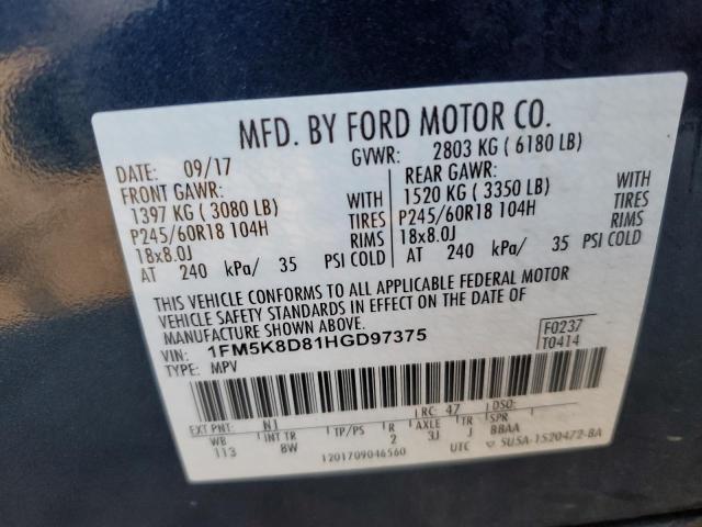 Photo 14 from auction – 2017 FORD EXPLORER X with VIN 1FM5K8D81HGD97375