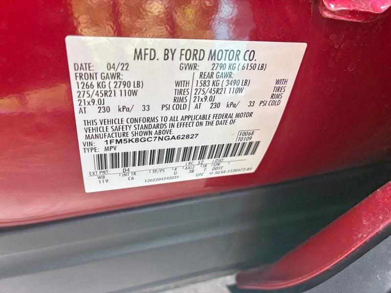 Photo 10 from auction – 2022 FORD EXPLORER ST with VIN 1FM5K8GC7NGA62827