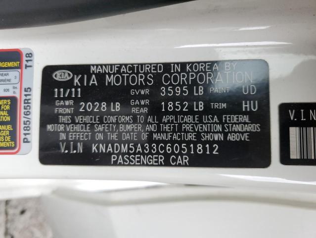 Photo 14 from auction – 2012 KIA RIO LX with VIN KNADM5A33C6051812