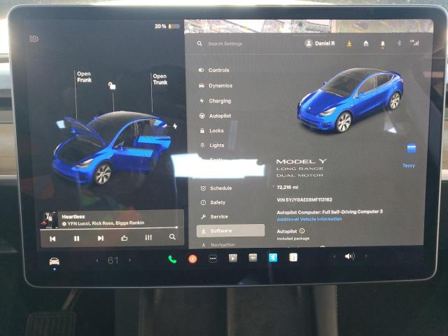 Photo 9 from auction – 2021 TESLA MODEL Y with VIN 5YJYGAEE8MF113162