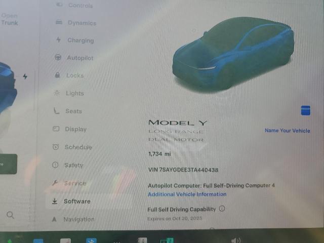 Photo 9 from auction – 2026 TESLA MODEL Y with VIN 7SAYGDEE3TA440438