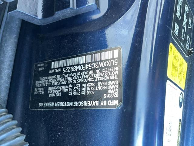 Photo 10 from auction – 2015 BMW X4 XDRIVE2 with VIN 5UXXW3C54F0M89225