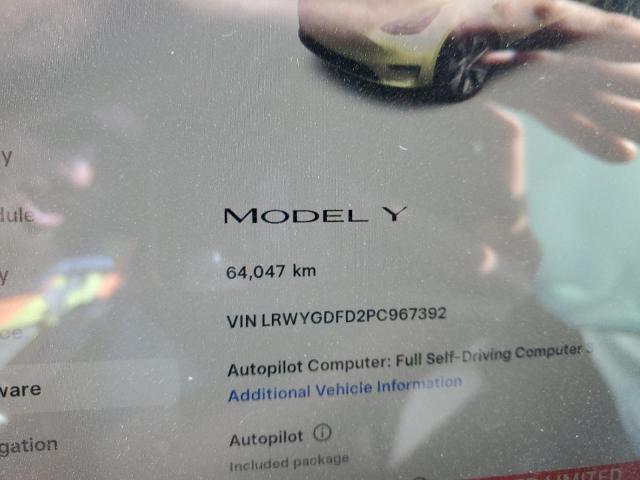 Photo 9 from auction – 2023 TESLA MODEL Y with VIN LRWYGDFD2PC967392