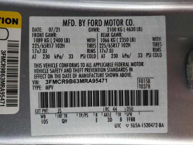 Photo 14 from auction – 2021 FORD BRONCO SPO with VIN 3FMCR9B63MRA95471