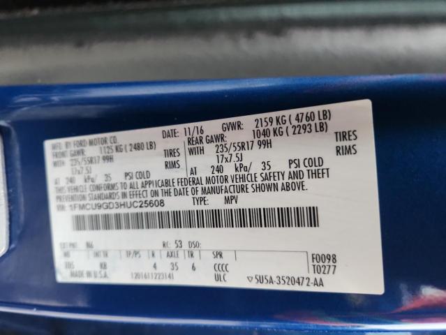 Photo 14 from auction – 2017 FORD ESCAPE SE with VIN 1FMCU9GD3HUC25608
