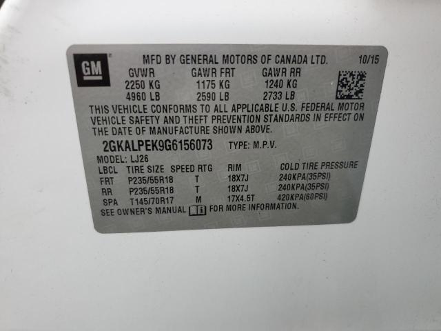 Photo 14 from auction – 2016 GMC TERRAIN SLT with VIN 2GKALPEK9G6156073