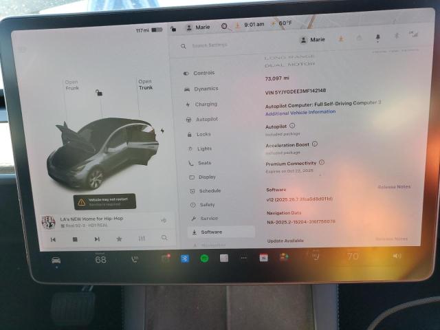 Photo 9 from auction – 2021 TESLA MODEL Y with VIN 5YJYGDEE3MF142148