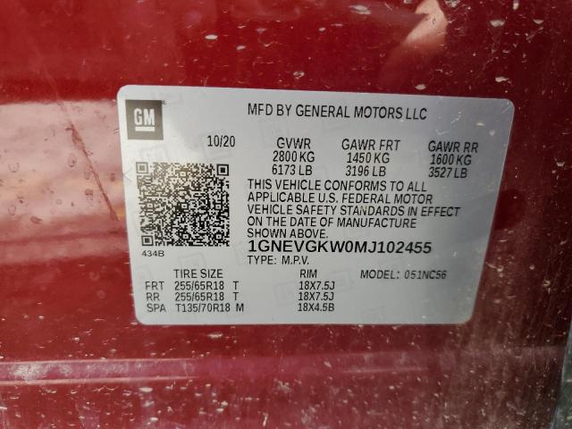 Photo 14 from auction – 2021 CHEVROLET TRAVERSE with VIN 1GNEVGKW0MJ102455