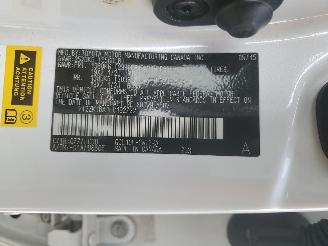 Foto 14 de la subasta – 2015 LEXUS RX 350 con VIN 2T2ZK1BA1FC192732