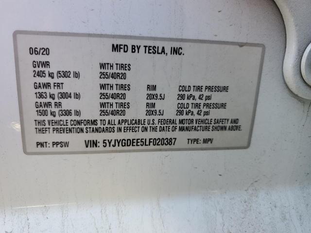 Photo 14 from auction – 2020 TESLA MODEL Y with VIN 5YJYGDEE5LF020387