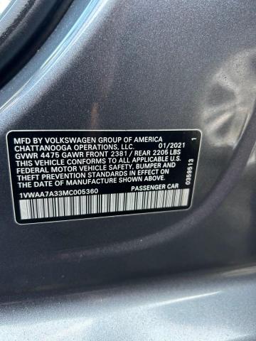 Photo 10 from auction – 2021 VOLK PASSAT S with VIN 1VWAA7A33MC005360