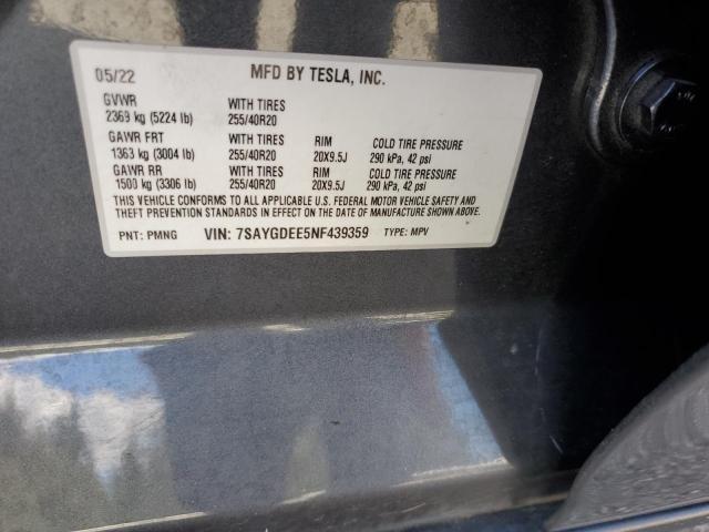 Photo 14 from auction – 2022 TESLA MODEL Y with VIN 7SAYGDEE5NF439359