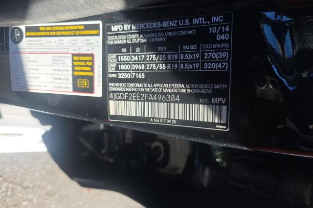 Photo 10 from auction – 2015 MERCEDES-BENZ GL 350 BLU with VIN 4JGDF2EE2FA496384
