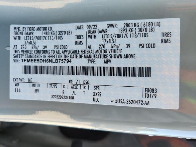 Photo 14 from auction – 2022 FORD BRONCO BAS with VIN 1FMEE5DH6NLB75794