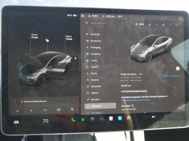 Photo 9 from auction – 2022 TESLA MODEL Y with VIN 7SAYGDEE5NF439359