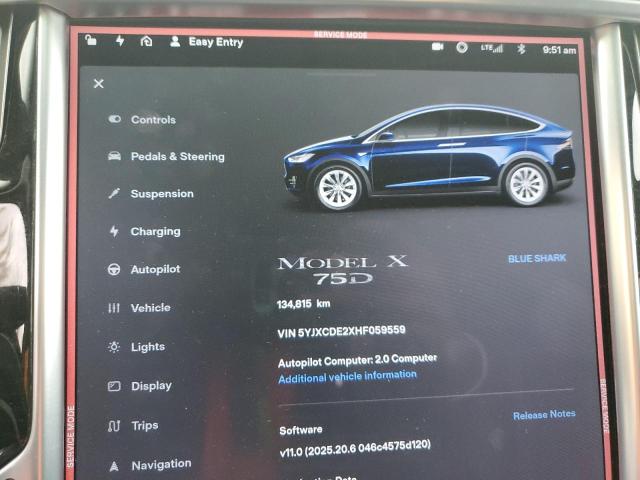 Photo 9 from auction – 2017 TESLA MODEL X with VIN 5YJXCDE2XHF059559