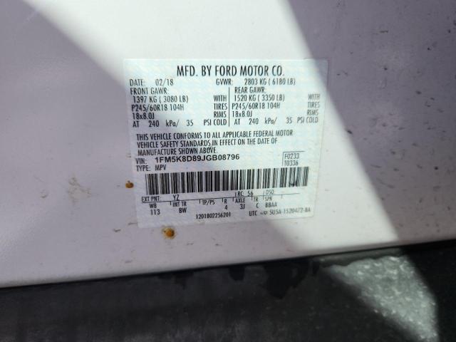 Photo 14 from auction – 2018 FORD EXPLORER X with VIN 1FM5K8D89JGB08796