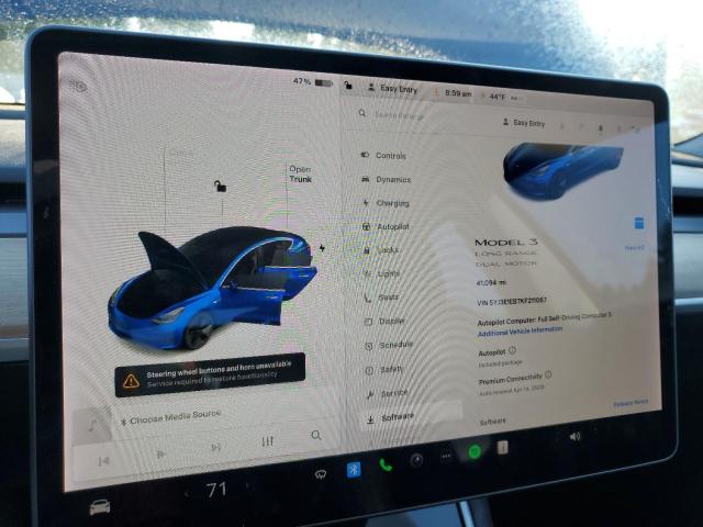 Photo 9 from auction – 2019 TESLA MODEL 3 with VIN 5YJ3E1EB7KF211067