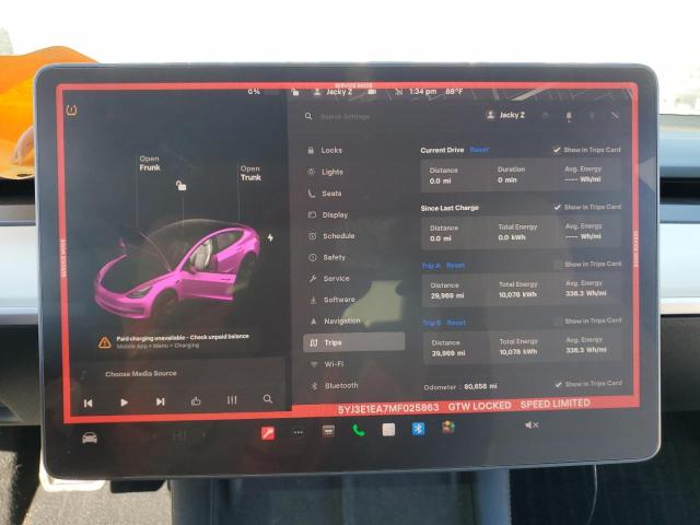 Photo 9 from auction – 2021 TESLA MODEL 3 with VIN 5YJ3E1EA7MF025863