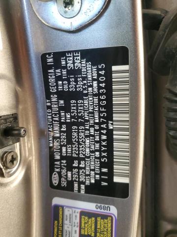 Photo 14 from auction – 2015 KIA SORENTO with VIN 5XYKW4A75FG634045