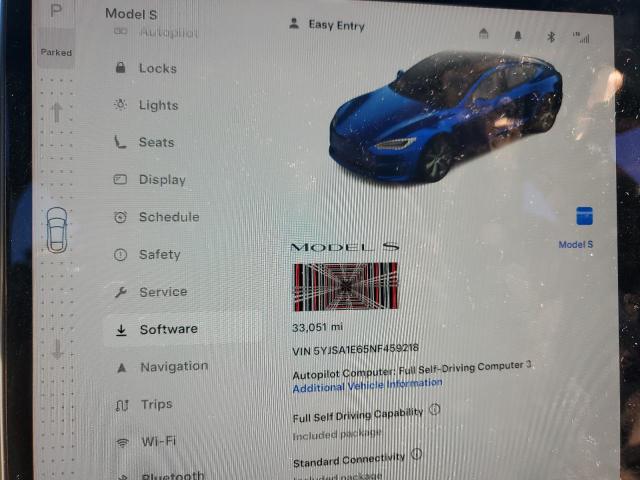 Photo 9 from auction – 2022 TESLA MODEL S with VIN 5YJSA1E65NF459218