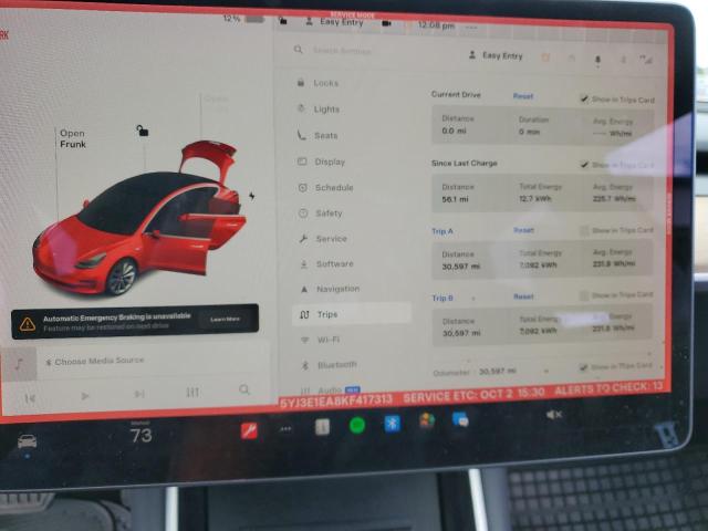 Photo 9 from auction – 2019 TESLA MODEL 3 with VIN 5YJ3E1EA8KF417313