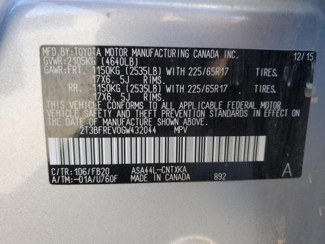 Photo 14 from auction – 2016 TOYOTA RAV4 LE with VIN 2T3BFREV0GW432044