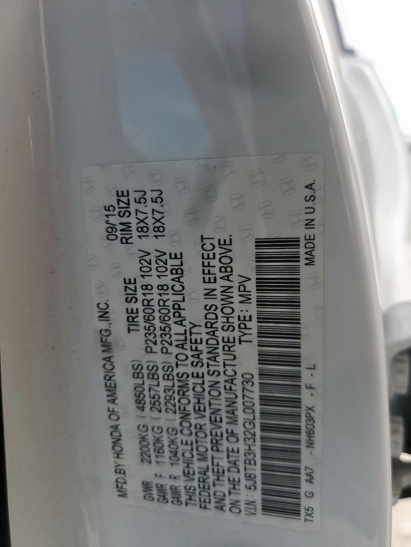 Photo 14 from auction – 2016 ACURA RDX with VIN 5J8TB3H32GL007730