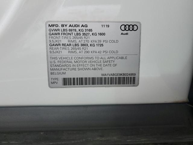 Photo 14 from auction – 2019 AUDI E-TRON PRESTIGE with VIN WA1VABGE9KB024959