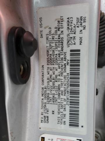 Photo 14 from auction – 2005 TOYOTA 4RUNNER SR with VIN JTEBT14R750052534