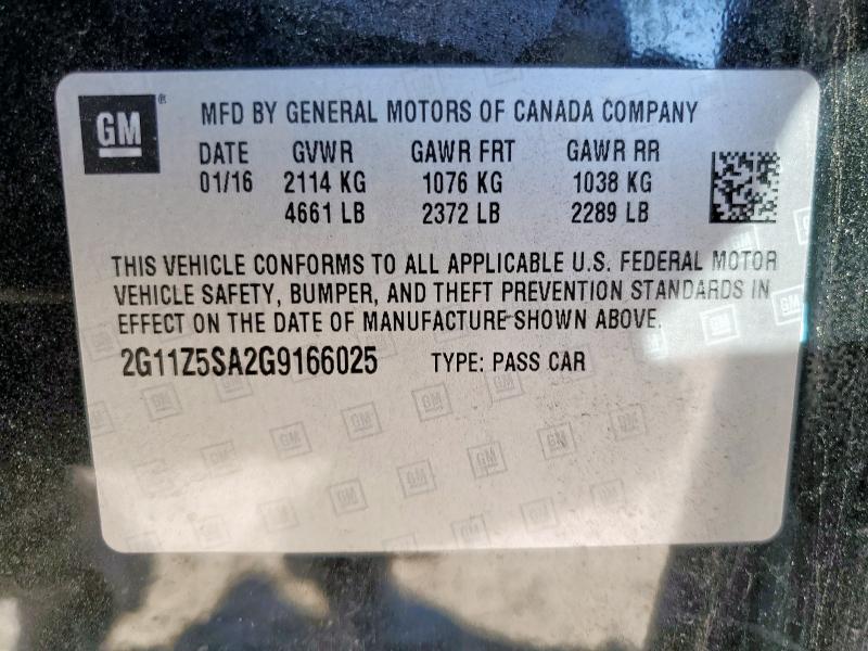 Photo 14 from auction – 2016 CHEVROLET IMPALA with VIN 2G11Z5SA2G9166025