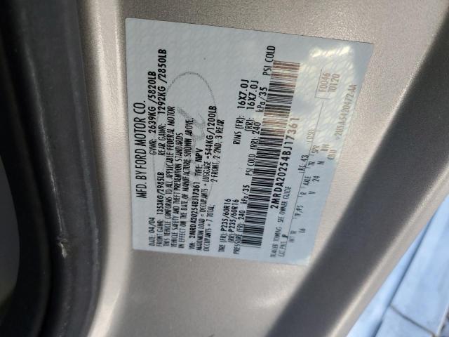 Photo 14 from auction – 2004 MERCURY MONTEREY with VIN 2MRDA20254BJ17361