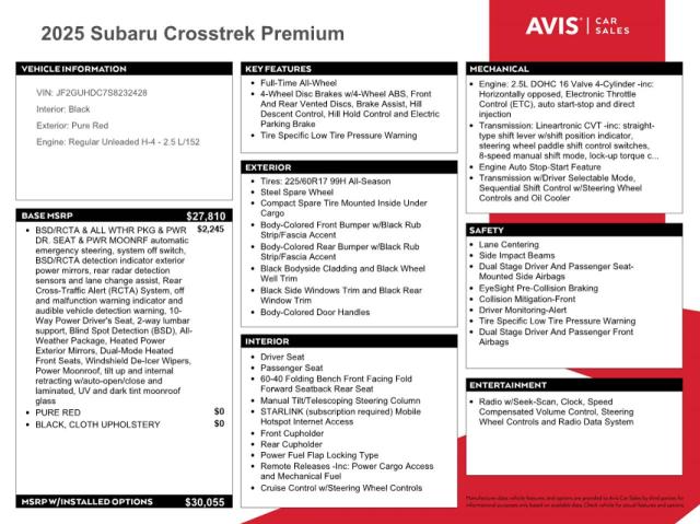 Photo 12 from auction – 2025 SUBARU CROSSTREK with VIN JF2GUHDC7S8232428
