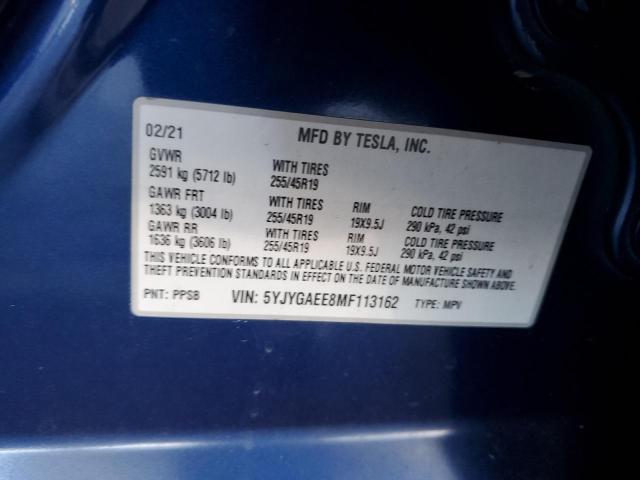 Photo 14 from auction – 2021 TESLA MODEL Y with VIN 5YJYGAEE8MF113162