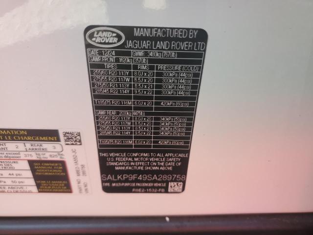 Photo 14 from auction – 2025 LAND ROVER RANGE ROVE with VIN SALKP9F49SA289758