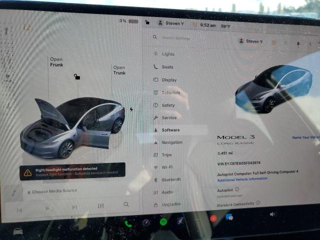 Photo 9 from auction – 2025 TESLA MODEL 3 with VIN 5YJ3E1EA0SF043974